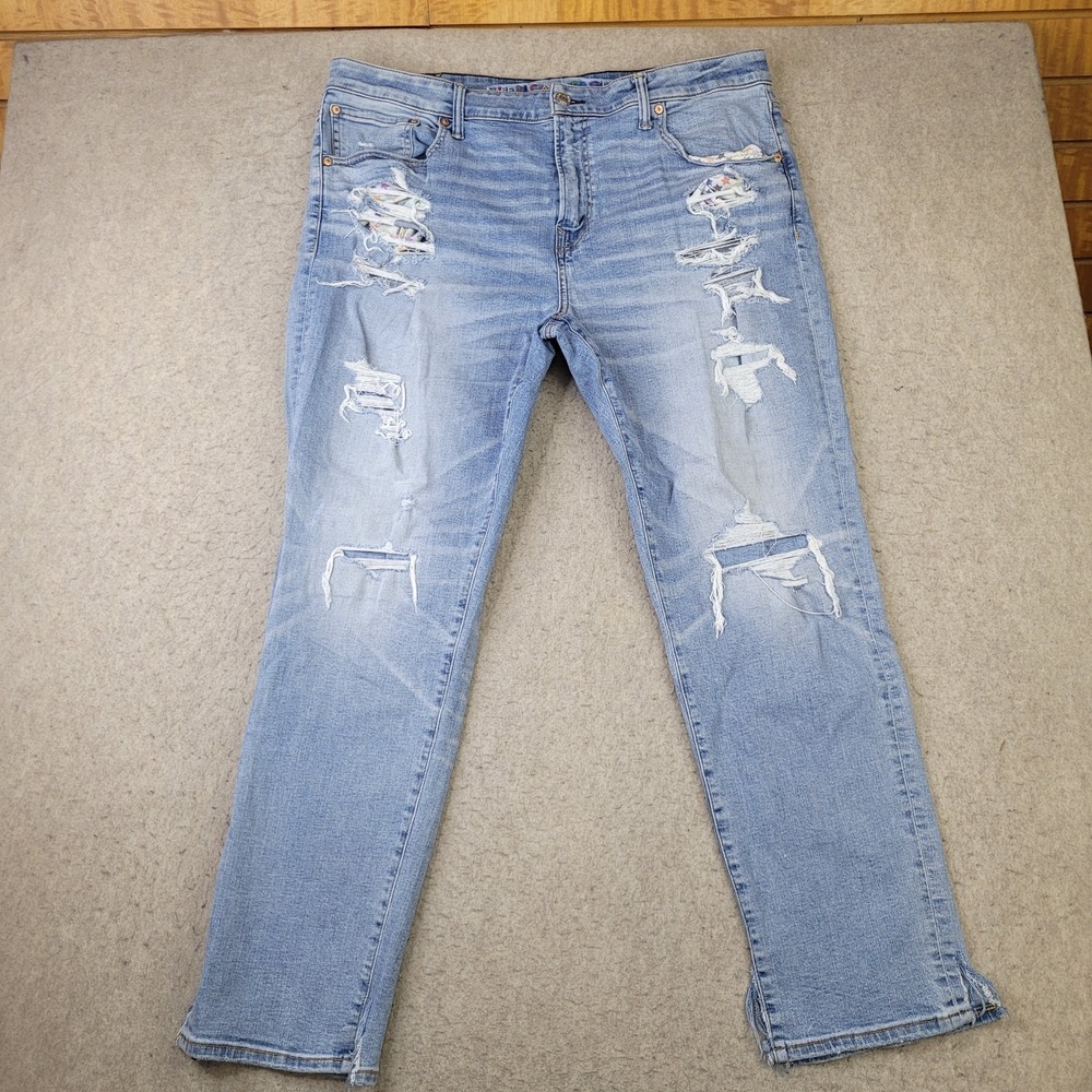 American Eagle Airflex+ Athletic Fit Jeans Mens 40x32 Rainbow Stitch Stars Light